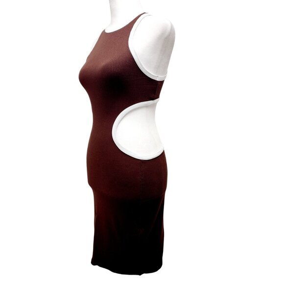 Womens Dresses Summer Mid Sleeveless Open Back Hollow Pullover Brown Size S - Picture 12 of 12